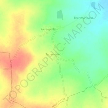 Tadamanoor topographic map, elevation, terrain
