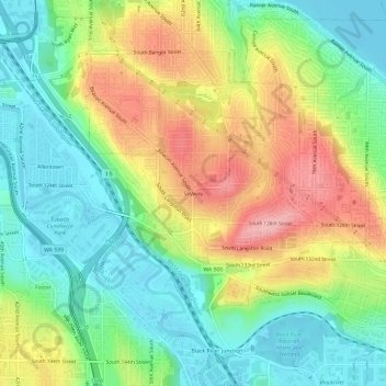 Skyway topographic map, elevation, terrain