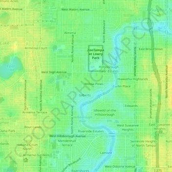 Riviera topographic map, elevation, terrain