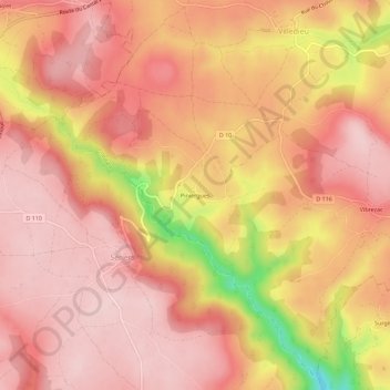 Piniergues topographic map, elevation, terrain