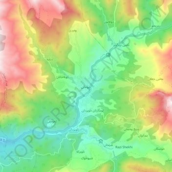 Choman topographic map, elevation, terrain