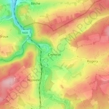 Cierreux topographic map, elevation, terrain