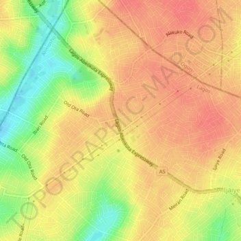 Alagbado-Ile topographic map, elevation, terrain