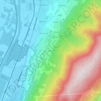 Chalaise topographic map, elevation, terrain