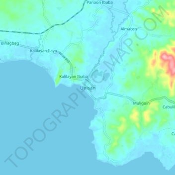 Unisan topographic map, elevation, terrain