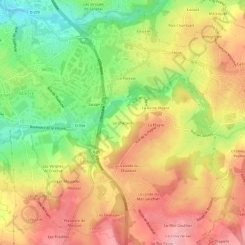 Le Chazaud topographic map, elevation, terrain