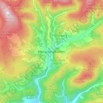 Kleinschmalkalden topographic map, elevation, terrain