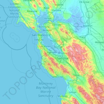Palo Alto topographic map, elevation, terrain