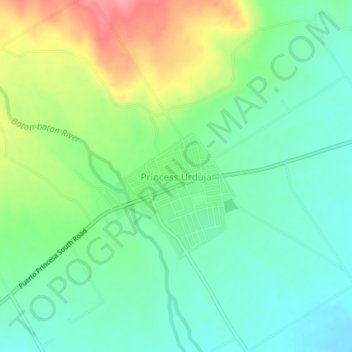 Princess Urduja topographic map, elevation, terrain