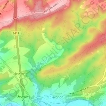 Fenffe topographic map, elevation, terrain