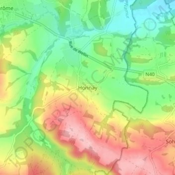 Honnay topographic map, elevation, terrain