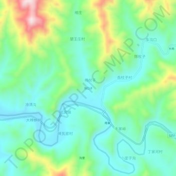 沟口子 topographic map, elevation, terrain