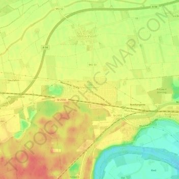 Mettenheim-Hart topographic map, elevation, terrain