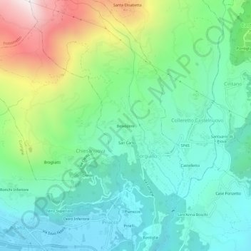 Belvedere topographic map, elevation, terrain