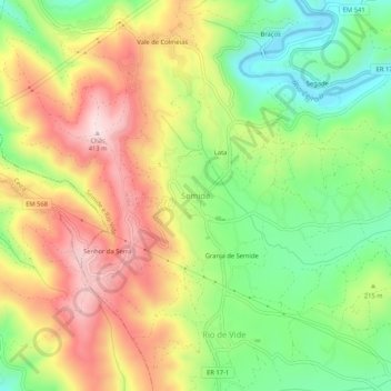 Semide topographic map, elevation, terrain