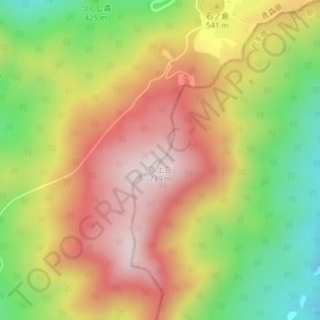 Mt. Hashikami topographic map, elevation, terrain
