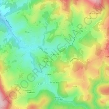 Les Bourbas topographic map, elevation, terrain