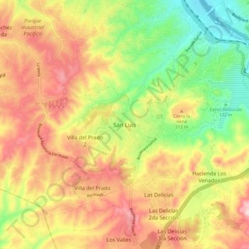 San Luis topographic map, elevation, terrain