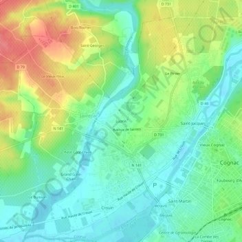 Luprie topographic map, elevation, terrain