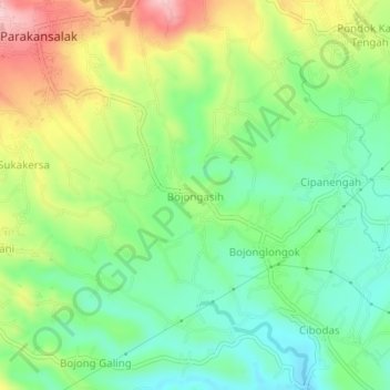Bojongasih topographic map, elevation, terrain