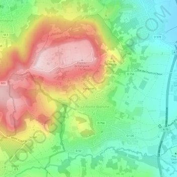 Gergovie topographic map, elevation, terrain