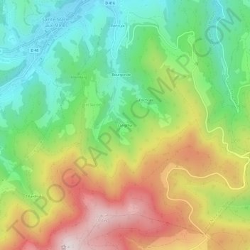 Langthal topographic map, elevation, terrain