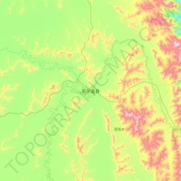 若尔盖县 topographic map, elevation, terrain