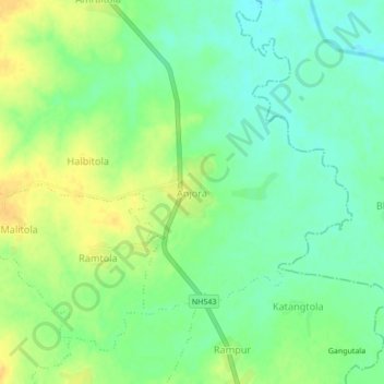 Anjora topographic map, elevation, terrain