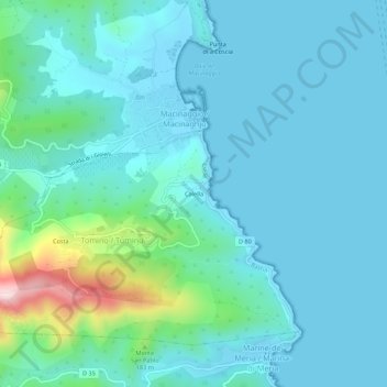 Calella topographic map, elevation, terrain