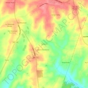 Furnace topographic map, elevation, terrain