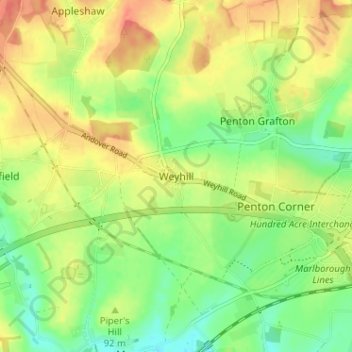 Weyhill topographic map, elevation, terrain