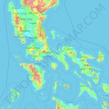 Quezon topographic map, elevation, terrain