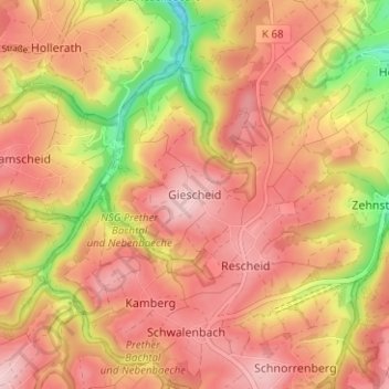 Giescheid topographic map, elevation, terrain