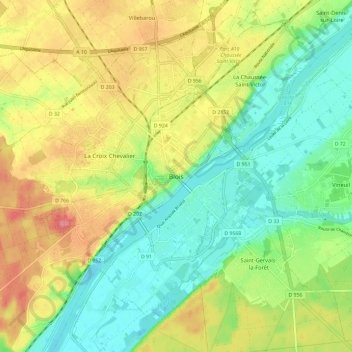 Blois topographic map, elevation, terrain