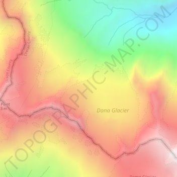 Dana Glacier topographic map, elevation, terrain