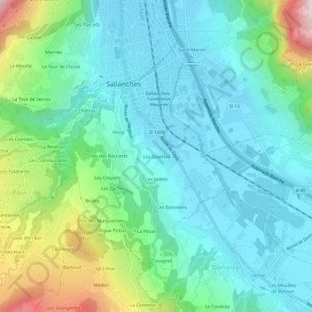 Les Golettes topographic map, elevation, terrain