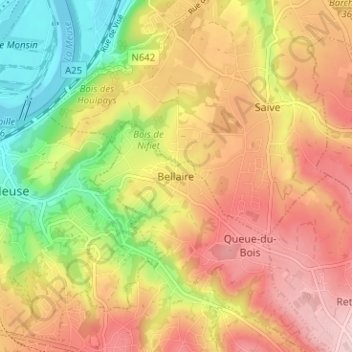Bellaire topographic map, elevation, terrain