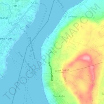 Caliclic topographic map, elevation, terrain