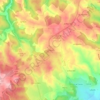 Le Ragean topographic map, elevation, terrain