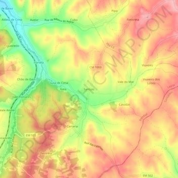 Santiais topographic map, elevation, terrain