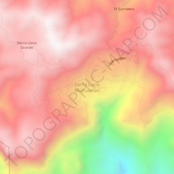 Santa Lucía Miahuatlán topographic map, elevation, terrain