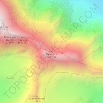 Мижирги topographic map, elevation, terrain