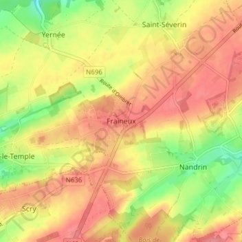 Fraineux topographic map, elevation, terrain