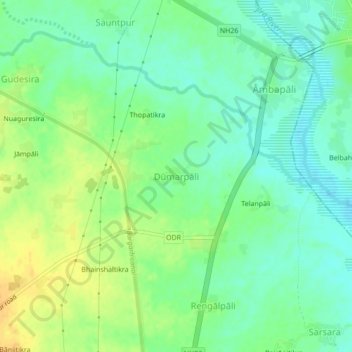 Dumarpali topographic map, elevation, terrain