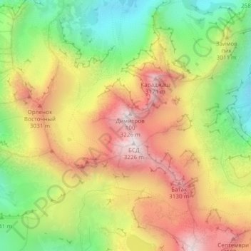 жандарм Хоккеист topographic map, elevation, terrain