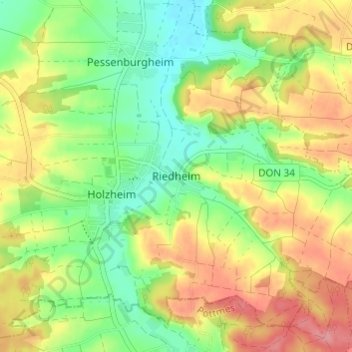 Riedheim topographic map, elevation, terrain