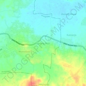 Gading Rejo topographic map, elevation, terrain