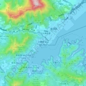 Sha Tau Kok topographic map, elevation, terrain