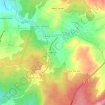 Queirela topographic map, elevation, terrain