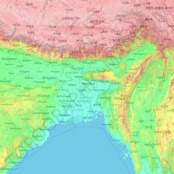 Bangladesh topographic map, elevation, terrain